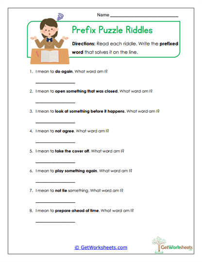 Puzzle Riddles Worksheet