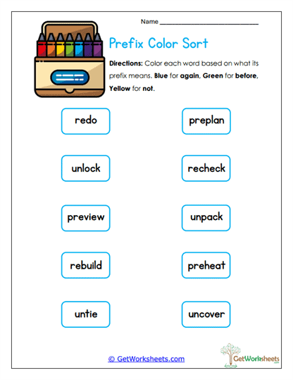 Color Sort Worksheet