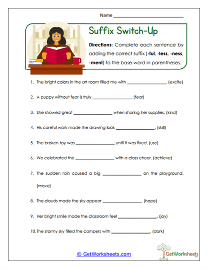 Common Suffix Pattern Worksheets