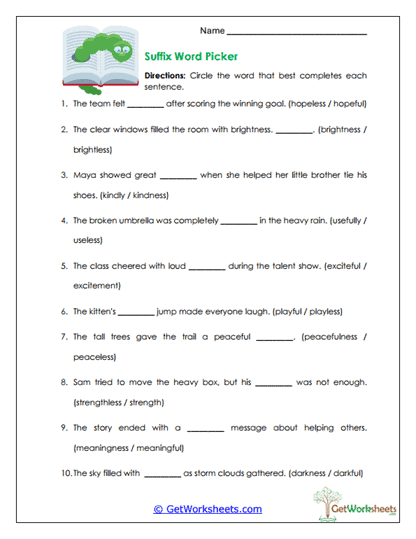 Word Picker Worksheet