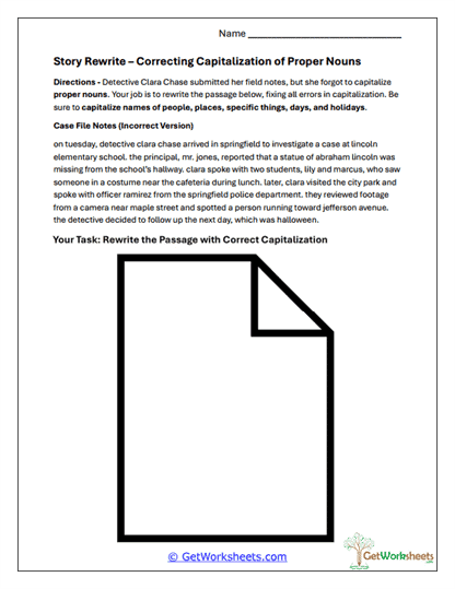 Detective Capitalization Worksheet