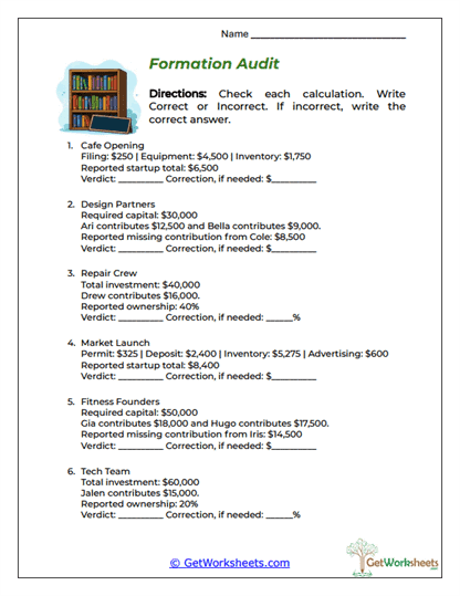 Formation Accuracy Review Worksheet