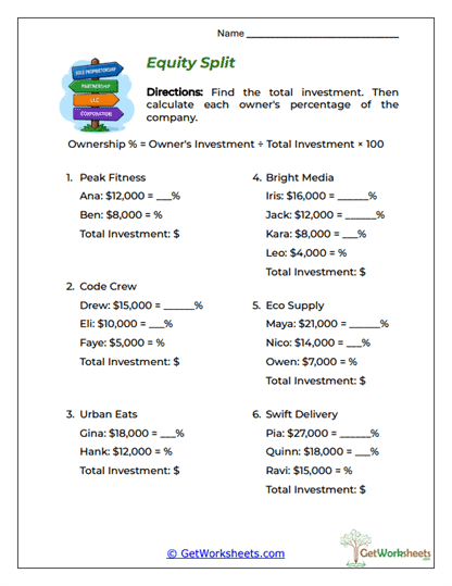 Ownership Share Calculator Worksheet