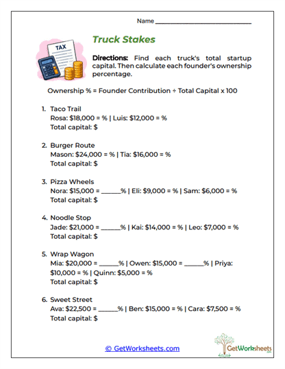 Founder Ownership Breakdown Worksheet