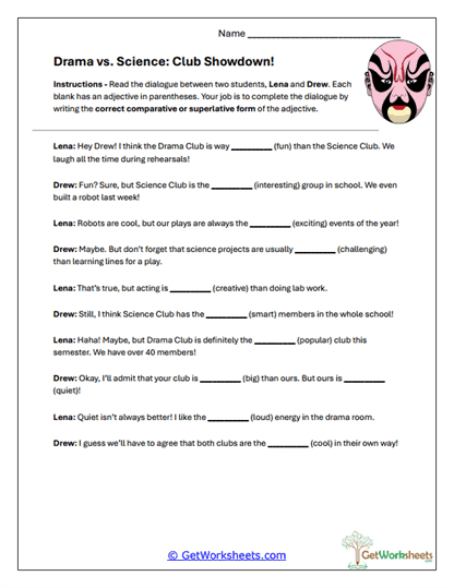 Club Showdown Dialogue Worksheet