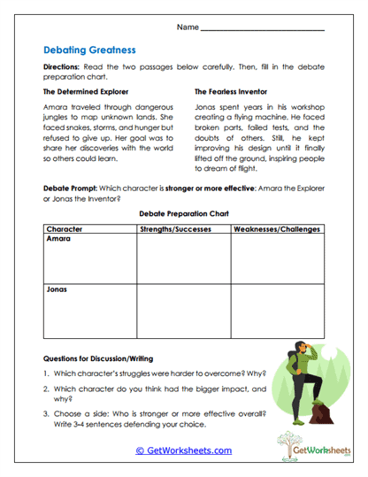 Debating Greatness Worksheet