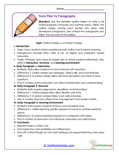 Essay Outline Builder Worksheet