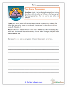 Scene Juxtaposition Worksheet - Comparing Descriptive Scenes