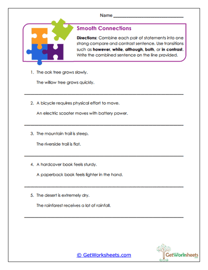 Sentence Combining Worksheet