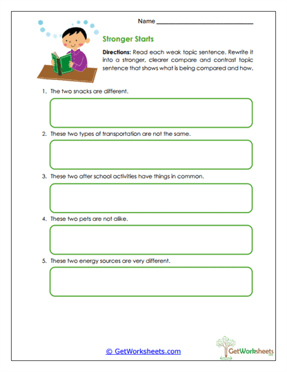 Topic Sentence Upgrade Worksheet