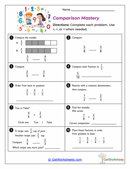 Fraction Worksheets