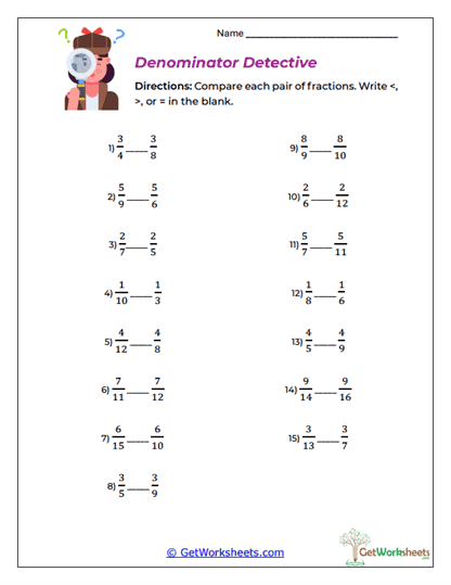 Denominator Detective Worksheet