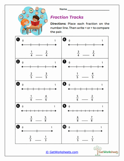 Fraction Tracks Worksheet
