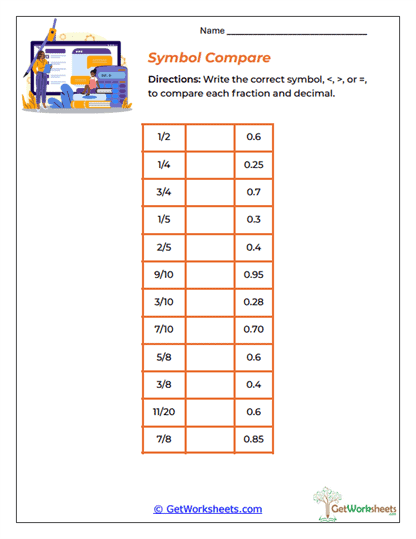 Symbol Compare Worksheet