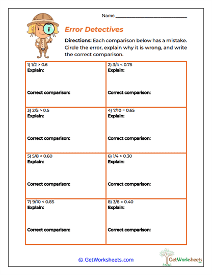 Error Detectives Worksheet