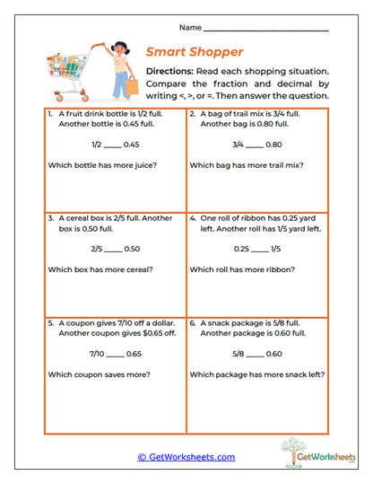 Smart Shopper Worksheet