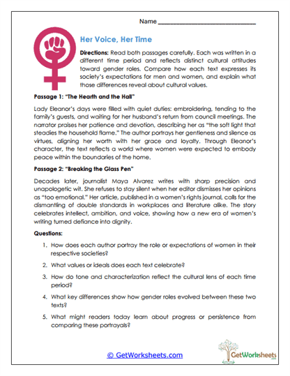 Her Voice, Her Time Worksheet