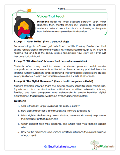 Voices That Reach Worksheet