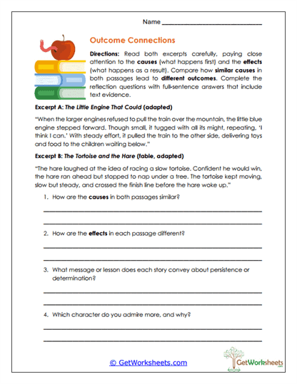 Cause-Effect Comparison Worksheet
