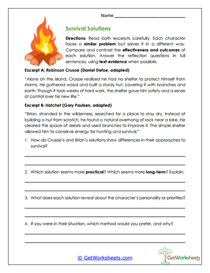 Survival Strategy Comparison Worksheet