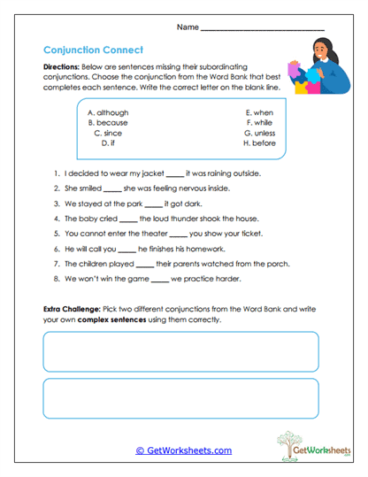 Complex Sentences Worksheets
