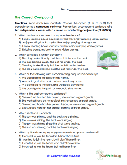 Compound Sentence Worksheets