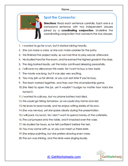 Spot the Connector Worksheet