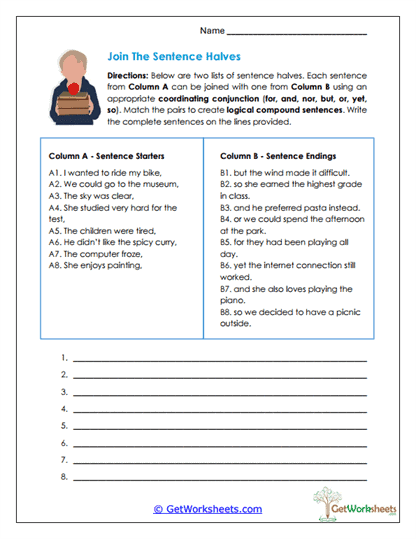 Join the Sentence Halves Worksheet
