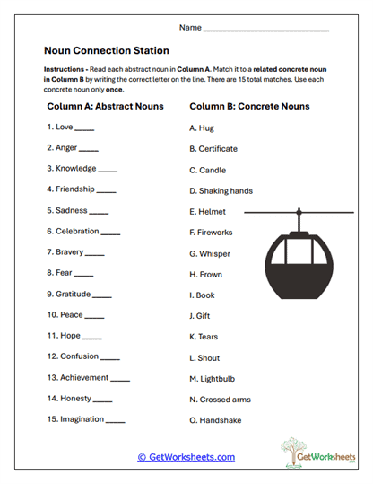 Noun Connection Station Worksheet