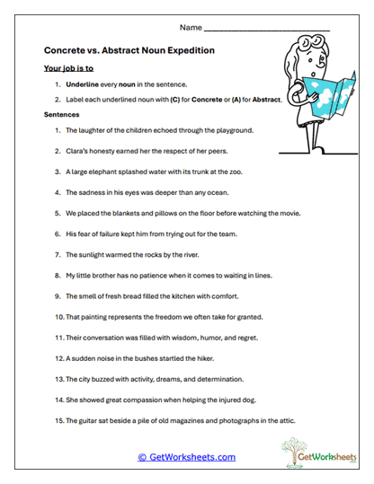 Noun Expedition Practice Worksheet
