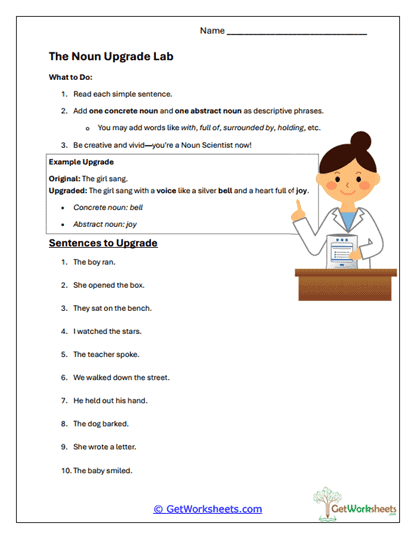 Noun Upgrade Lab Worksheet