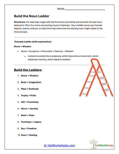 Build the Noun Ladder Worksheet