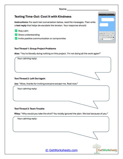 Texting Time-Out Worksheet