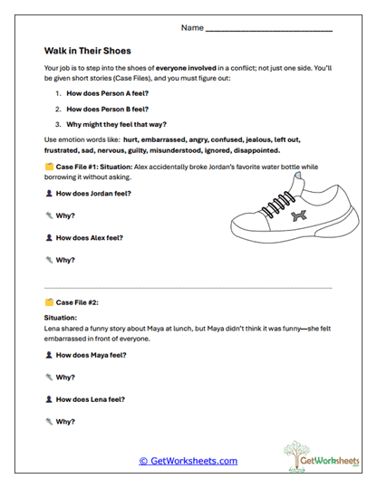 Walk in Their Shoes Worksheet