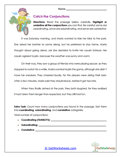 Conjunction Worksheets