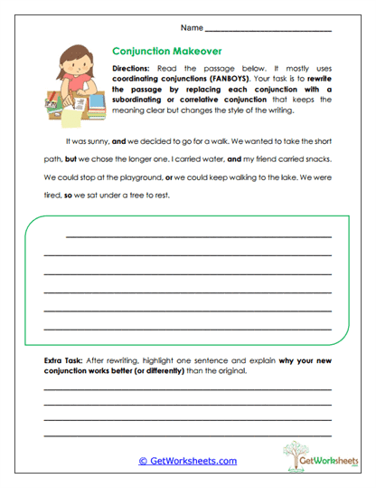 Conjunction Makeover Worksheet