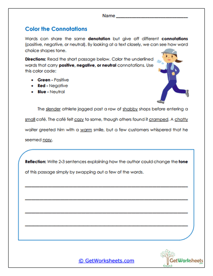 Color the Connotations Worksheet