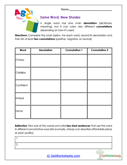 Same Word, New Shades Worksheet