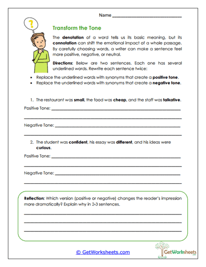 Transform the Tone Worksheet