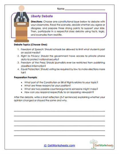 Liberty Debate Worksheet