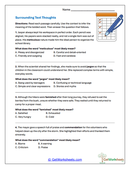 Context Clue Worksheets