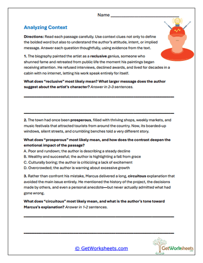 Analyzing Context Worksheet