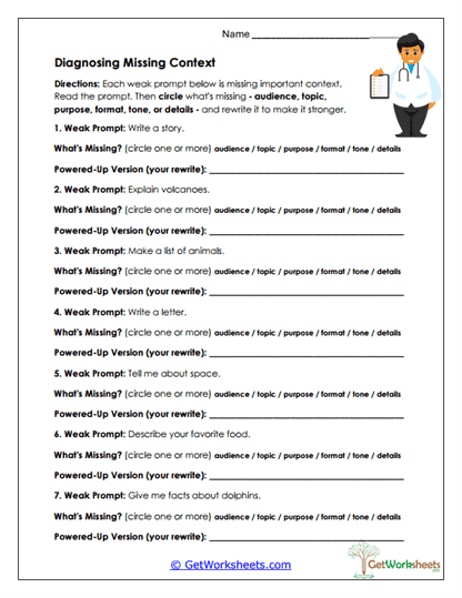 Diagnosing Missing Context Worksheet