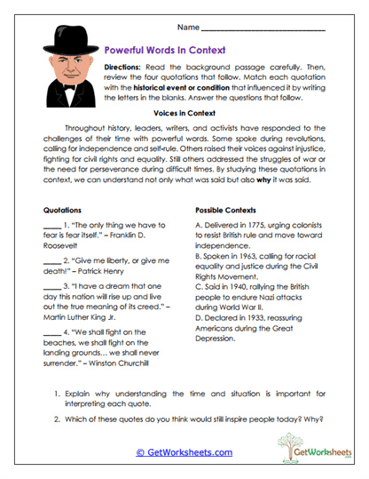 Contextualization Worksheets