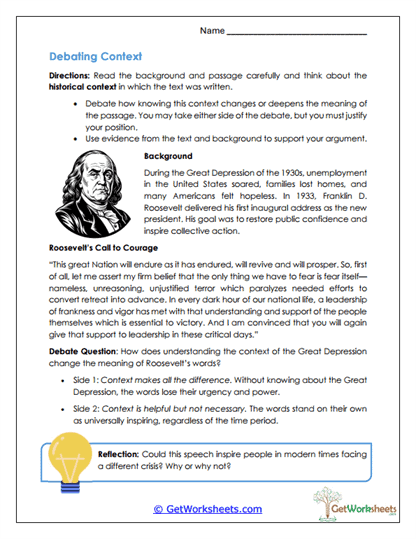 Context-Based Debate Worksheet