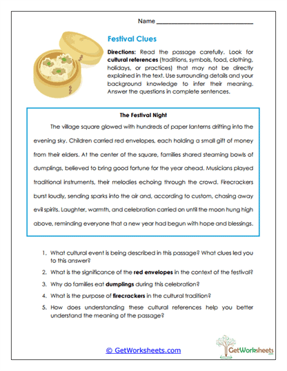 Cultural Context Clues Worksheet