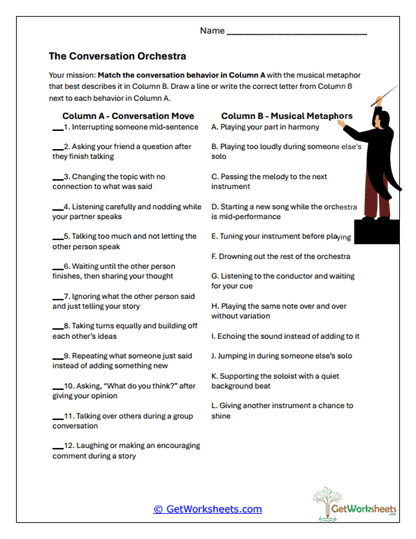 Conversation Orchestra Worksheet