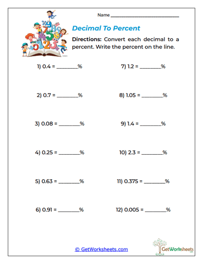 Decimal To Percent Worksheet