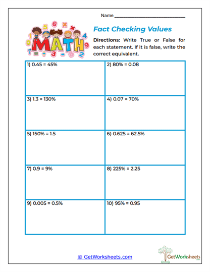 Fact Checking Values Worksheet