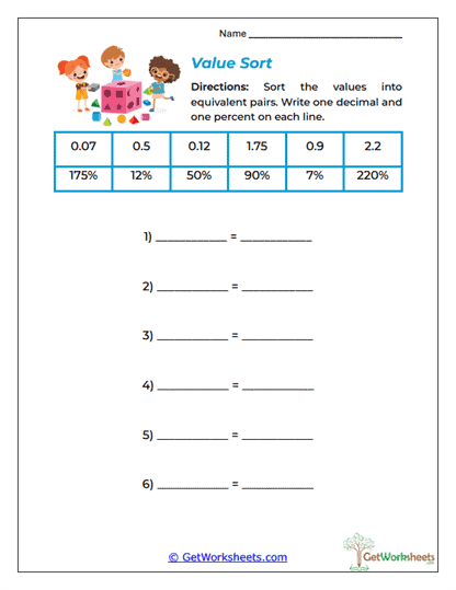 Value Sort Worksheet